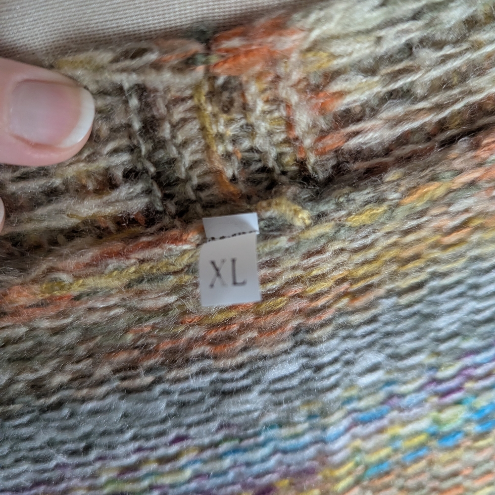 Colorful Rainbow Striped Women's Knit Cardigan With Front Pockets - Picture 3 of 4